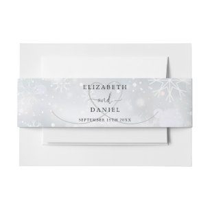 Elegante Herz-Winterschneeflocken-Hochzeit Einladungsbanderole