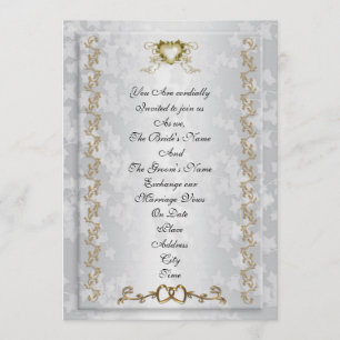 Elegante Herzen der Hochzeitseinladung Gold Einladung
