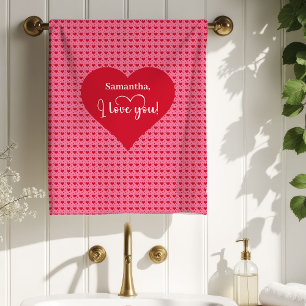 Elegante Herzen Personalisiertes Bestes Valentinst Badhandtuch Set