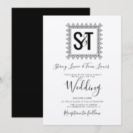 Elegante Herzen und Schwarz-weiße Hochzeitskraft Einladung