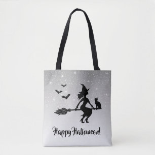 Elegante Hexe Grau und Schwarz Frohes Halloween Tasche