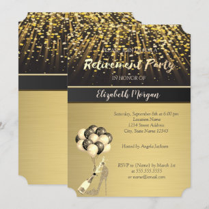 Elegante High Heel, Wein, Ballons, Ruhestand Party Einladung