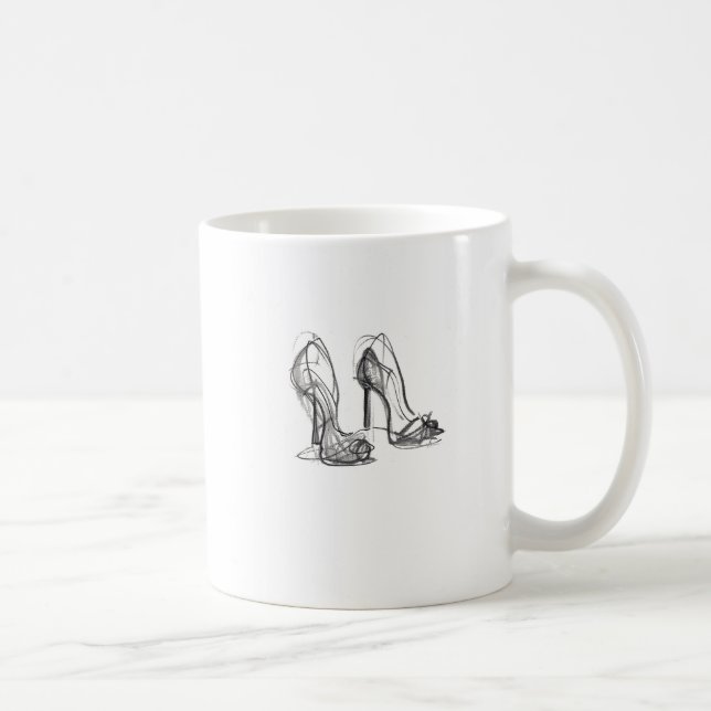 Elegante High Heels Sketch Kaffeetasse (Rechts)