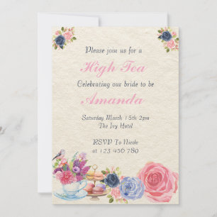 Elegante High Tea Bridal Dusche Einladung