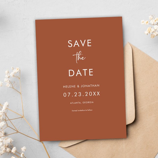 Elegante Highlights Save The Date (Minimal Elegant Terracotta Wedding Save The Date)