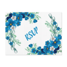 Elegante Himmelblau Florale RSVP-Karte