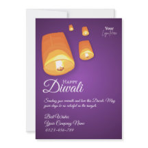 Elegante Himmelslaterne Diwali-Grußkarte