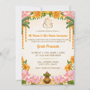 Elegante Hindu-Griha-Pravesh-Zeremonie-Einladung Einladung