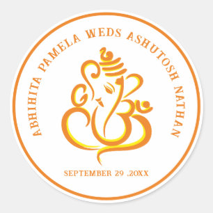 Elegante hinduistische Hochzeit Ganesha Runder Aufkleber