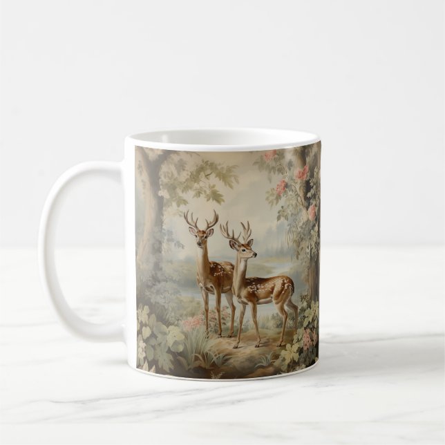 Elegante Hirsche Alte Wälder Kaffeetasse (Links)