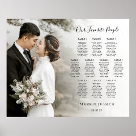 Elegante Hochzeit 10-Tisch-Sitzordnung mit Foto Poster
