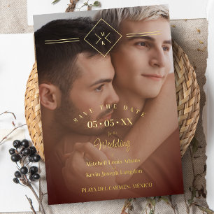 Elegante Hochzeit Alles Braun Golden Anfangsbuchst Folieneinladung
