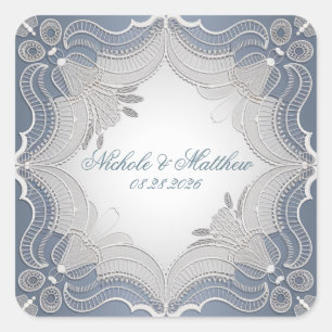 Elegante Hochzeit am blauen Gletscher Quadratischer Aufkleber