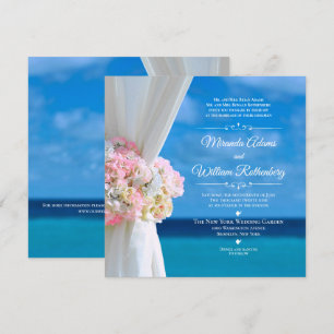 Elegante Hochzeit am Floral Ocean Beach Einladung