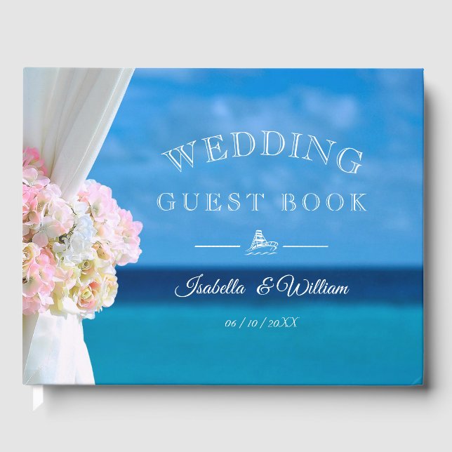 Elegante Hochzeit am Floral Ocean Beach Gästebuch (Vorderseite)
