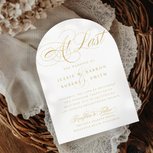 Elegante Hochzeit am letzten Goldenen Kalligraphie Einladung