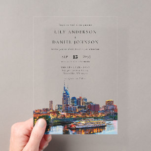 Elegante Hochzeit am Nashville Riverfront im Wasse Acryleinladungen