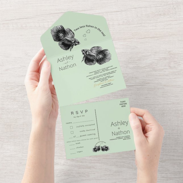 Elegante Hochzeit am Schwarzen Meer All In One Einladung (Abreißen)