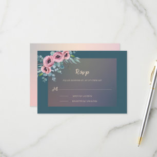 Elegante Hochzeit Aquamarin Pink, Farbe RSVP Karte
