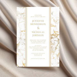 Elegante Hochzeit aus weißem und goldenem Marmor Einladung
