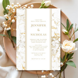 Elegante Hochzeit aus weißem und goldenem Marmor Einladung