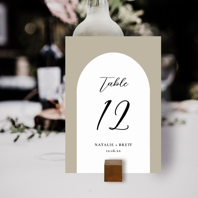 Elegante Hochzeit | Beige Tischnummer (Von Creator hochgeladen)
