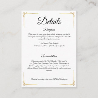 Elegante Hochzeit-Beilagekarte mit goldenen Detail Begleitkarte