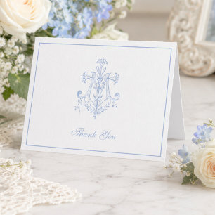 Elegante Hochzeit Blaue Marianer Kreuz Religiös Dankeskarte