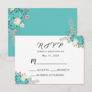 Elegante Hochzeit Blautönen Weiße Blume RSVP Karte