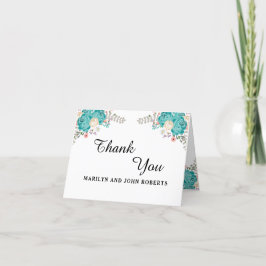Elegante Hochzeit Blue Watercolor Blume Custom Dankeskarte