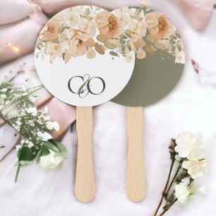 Elegante Hochzeit Blume Mute Peach Mit Monogramm Fächer