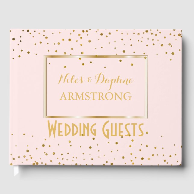 Elegante Hochzeit | Blush Pink Gold Confetti Gästebuch (Vorderseite)