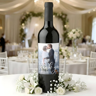 Elegante Hochzeit Danke, Bride Groom Foto Weinetikett