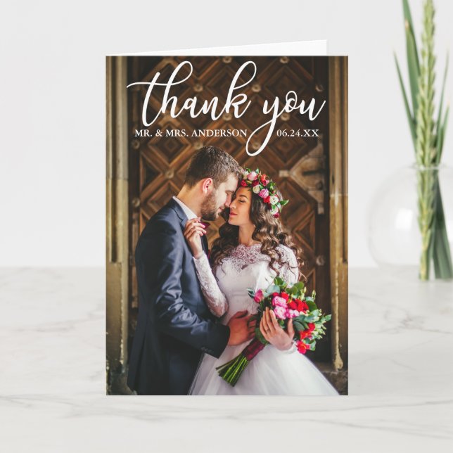 Elegante Hochzeit danken Ihnen Braut-und Dankeskarte (Vorderseite)