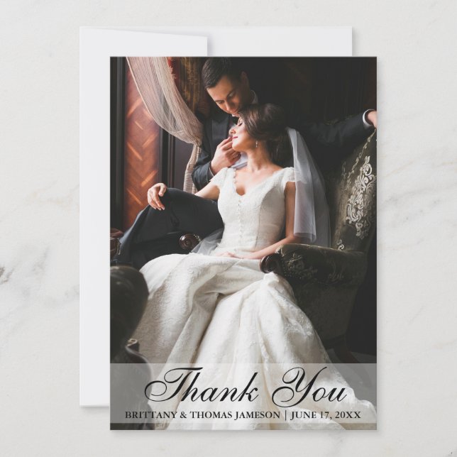 Elegante Hochzeit danken Ihnen Foto-Karte Dankeskarte (Vorderseite)