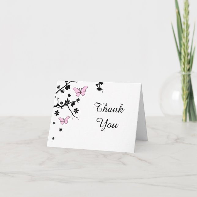 Elegante Hochzeit Dankeschön Butterflies Dankeskarte (Vorderseite)