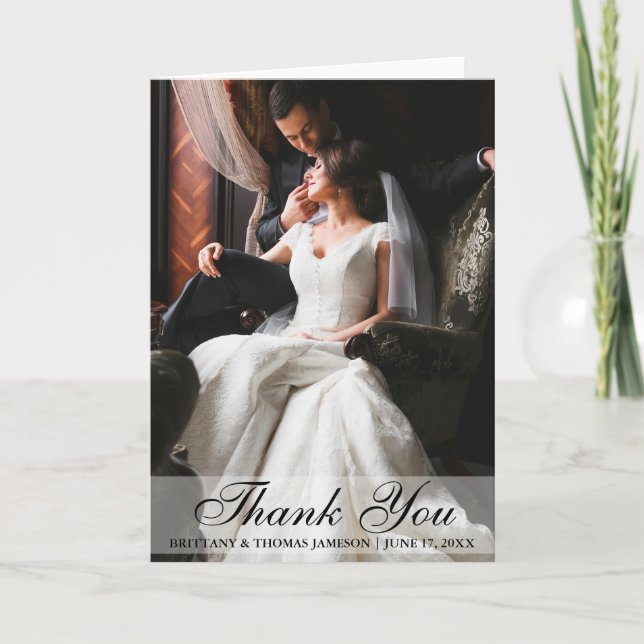 Elegante Hochzeit Dankeschön Foto Folding Card Dankeskarte (Vorderseite)