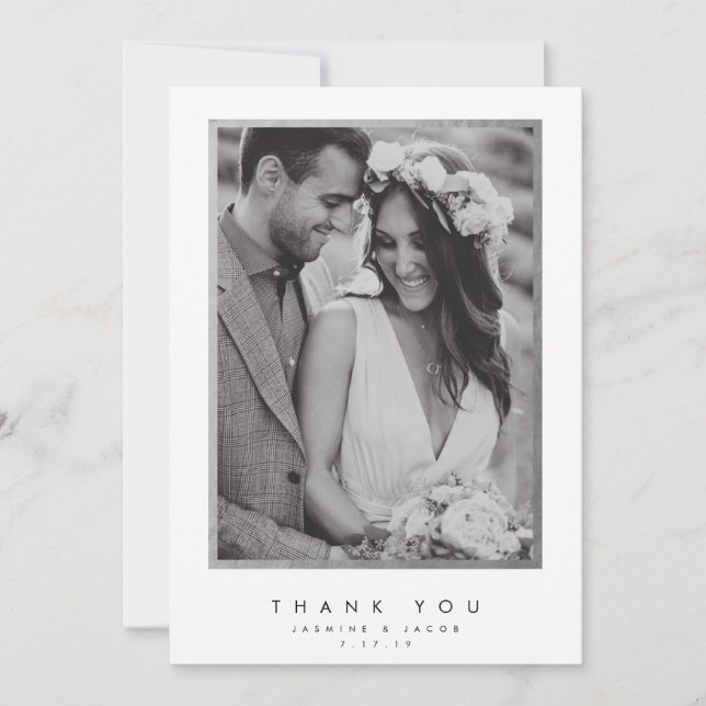 Elegante Hochzeit Dankeschön Fotokarte Dankeskarte (Vorderseite)
