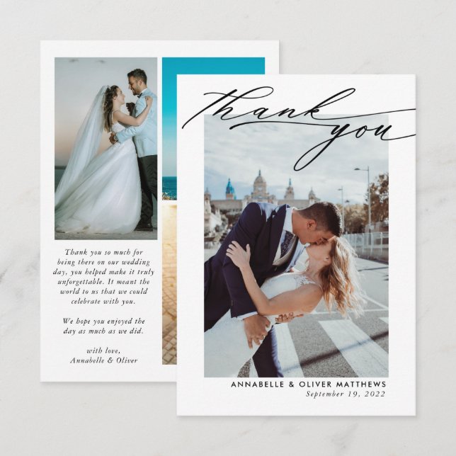 Elegante Hochzeit  Dankeskarte (Vorne/Hinten)