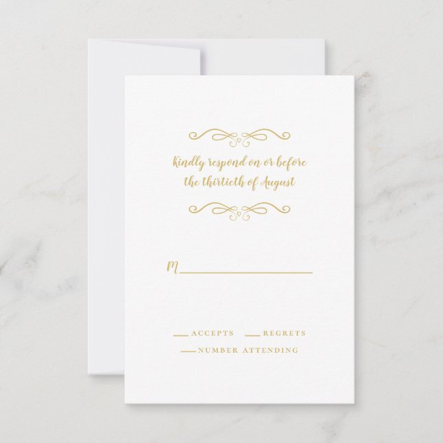 Elegante Hochzeit Delicate Gold Klassische Minimal RSVP Karte (Vorderseite)