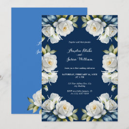 Elegante Hochzeit der blauen Rose Einladung