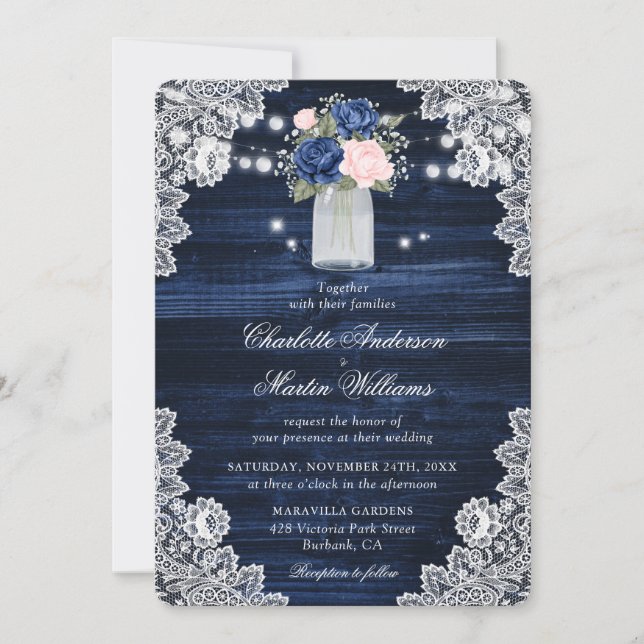 Elegante Hochzeit der Blütenblüte Einladung (Vorderseite)