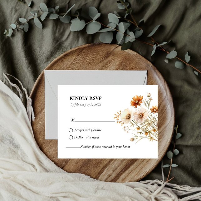 Elegante Hochzeit der botanischen Wildblume RSVP Karte (Von Creator hochgeladen)