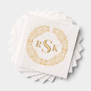 Elegante Hochzeit der klassischen Blumenschrift Servietten Mit Folie