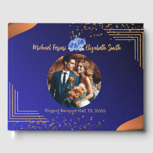 Elegante Hochzeit der Marine und Burnt Orange Gästebuch