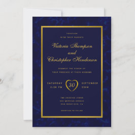 Elegante Hochzeit der modernen Marine mit Blue und Einladung