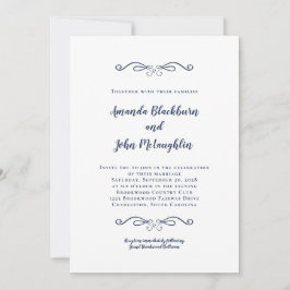 Elegante Hochzeit der Navy Romantische Feierliche  Einladung