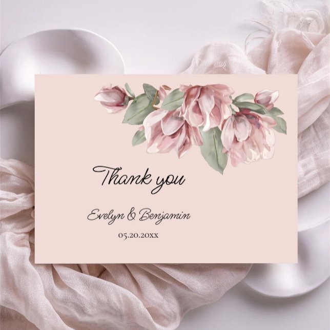 Elegante Hochzeit der Rose Dusty Dankeskarte (Von Creator hochgeladen)