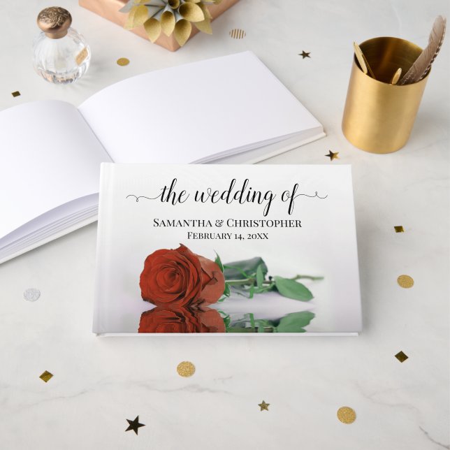 Elegante Hochzeit der Rostkolonie-Rose Gästebuch (Vorderseite Offen)