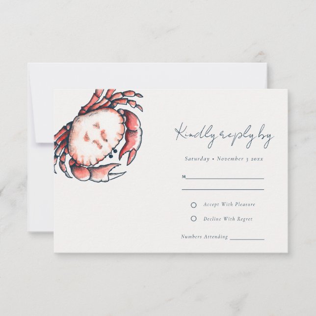Elegante Hochzeit der Roten Marine RSVP Karte (Vorderseite)